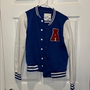 Blue and White Kids Varsity Jacket